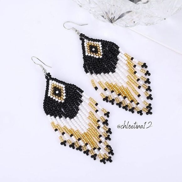 NEW Handmade Unique Long Tassel Earrings,  Statement Earrings - Picture 3 of 7